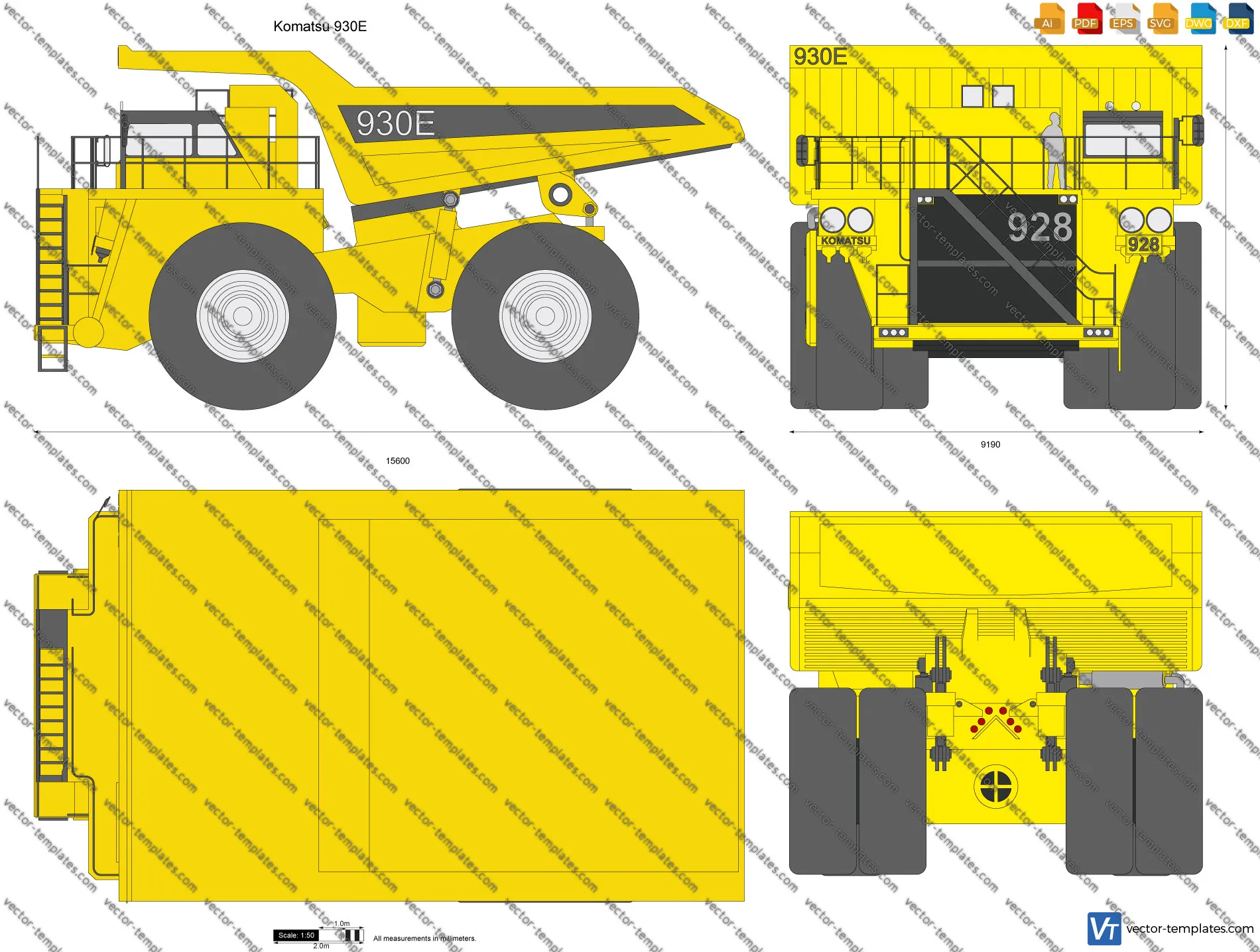 48678 komatsu 930e diecast model components